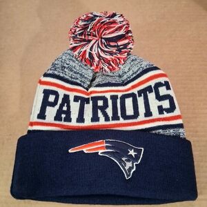 New England Patriots Adult Pom Beanie OSFM
